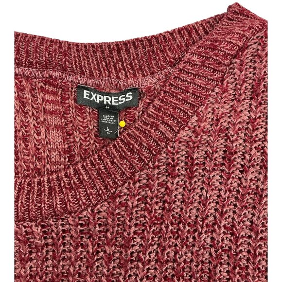 Express Women’s Cable Knit Split-Back Sweater – Burgundy/Maroon – Size L - Picture 4 of 6